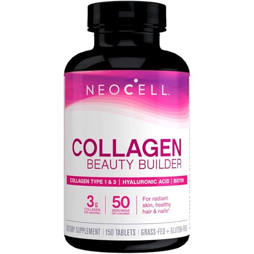 NeoCell Collagen Beauty Builder With Hyaluronic Acid and Biotin, Skin, Hair and Nails Supplement, Includes Antioxidants, Tablet, 150 Count, 1 Bottle