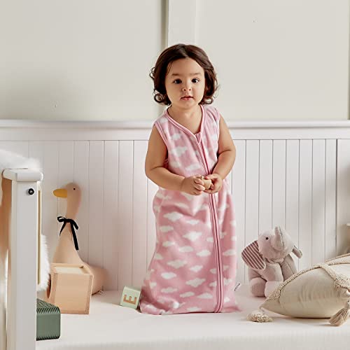 DaysU Micro Fleece Baby Sleep Sack 18-24 Months, 1.0 TOG Baby Sleeveless Wearable Blanket with 2-Way Zipper, Sleeping Bag for Baby Girl, 1 Pack, Pink Cloud