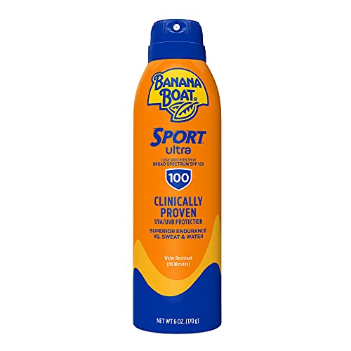 Banana Boat Sport Ultra SPF 100 Sunscreen Spray, 6oz | Sport Sunscreen Spray SPF 100, Banana Boat Sunscreen SPF 100 Spray, High SPF Sunscreen, Water Resistant Sunscreen, 6oz
