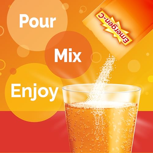 Emergen-C 1000mg Vitamin C Powder for Daily Immune Support Caffeine Free Vitamin C Supplements with Zinc and Manganese, B Vitamins and Electrolytes, Super Orange Flavor - 30 Count