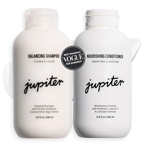 Jupiter, Physician-Formulated Anti-Dandruff Shampoo & Conditioner, for Flaky, Itchy, Oily, Dry Scalp, Vegan, Sulfate-Free, Color-Safe, & Paraben-Free, Dry Scalp Shampoo and Conditioner for Women & Men