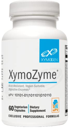 XYMOGEN XymoZyme - Vegan, Multi-Enzyme Digestive Supplement - Plant-Based Digestive Enzymes for Women & Men - Support Gut Health + Nutrient Absorption - Breakdown Lactose, Beans & More (60 Capsules)