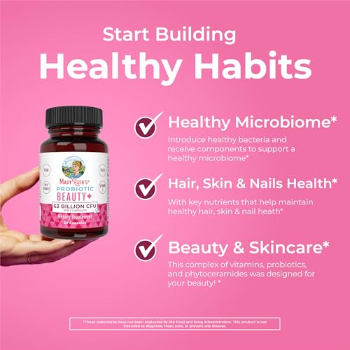 MaryRuth Organics Probiotic Beauty Capsules | Collagen Boost | 1 Month Supply | Vegan Collagen & Probiotic Capsules for Hair, Skin, and Nails | with Biotin for Adults | Non-GMO | 60 Count
