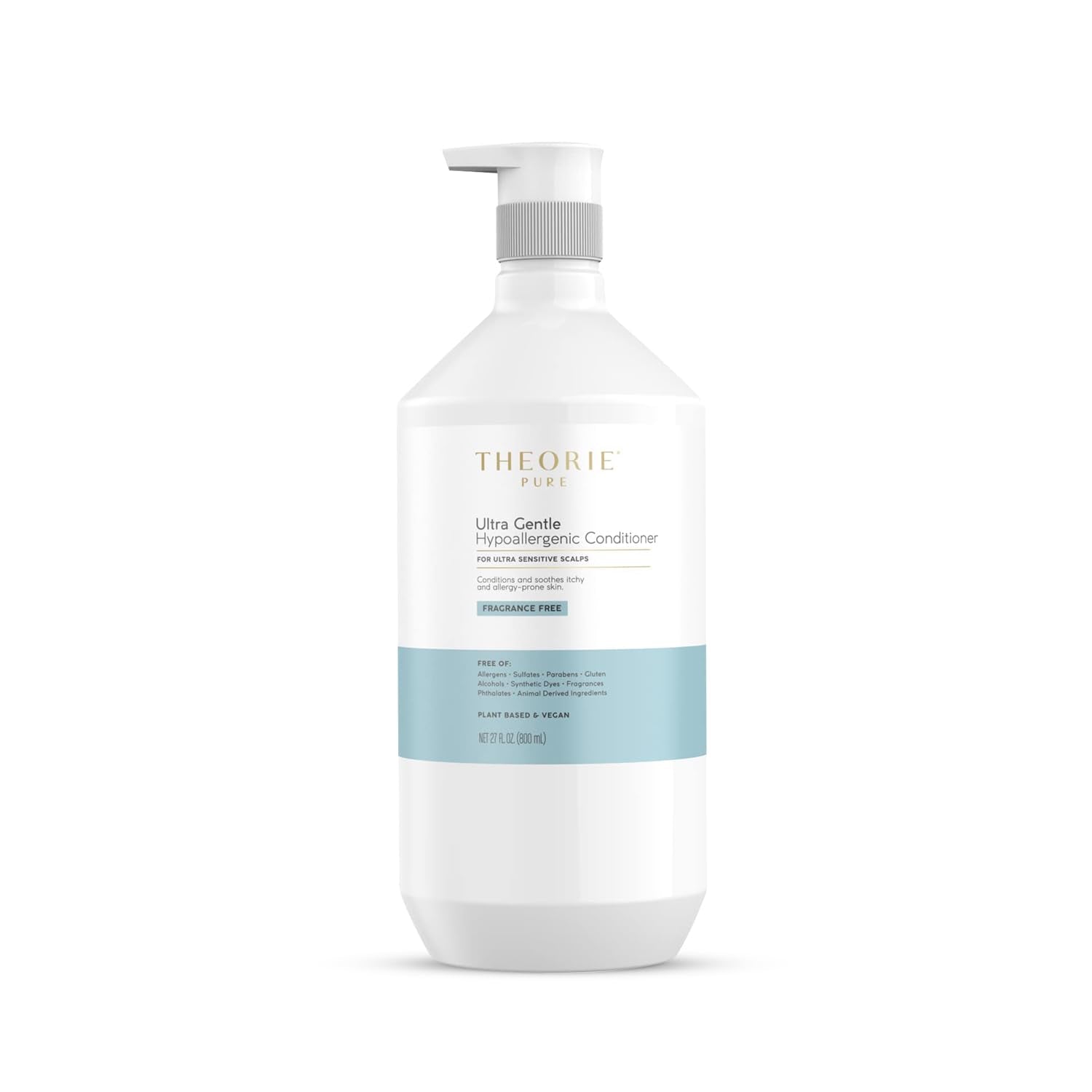 Theorie Pure Collection Hypoallergenic Conditioner -Plant-Based & Vegan - for Soothes Itchy & Allergy Prone Skin - Fragrance-free - Sensitive Scalp, Pump Bottle -800mL - 1 Pack