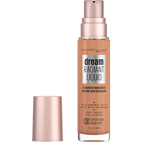 Maybelline Dream Radiant Liquid Medium Coverage Hydrating Makeup, Lightweight Liquid Foundation, Honey Beige, 1 Count