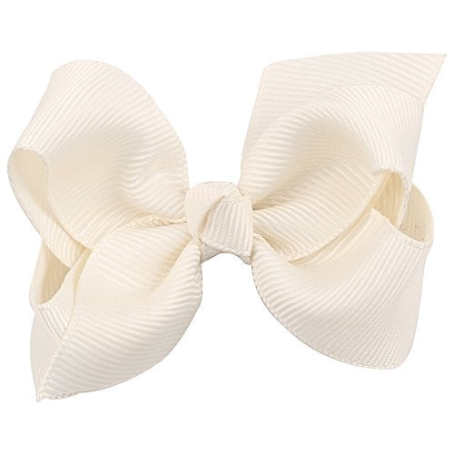 ZOONAI 3 Inch Baby Girl Hair Bows Boutique Hair Clip Teens Toddlers Hairpin Headwear - Set of 2 (Ivory)