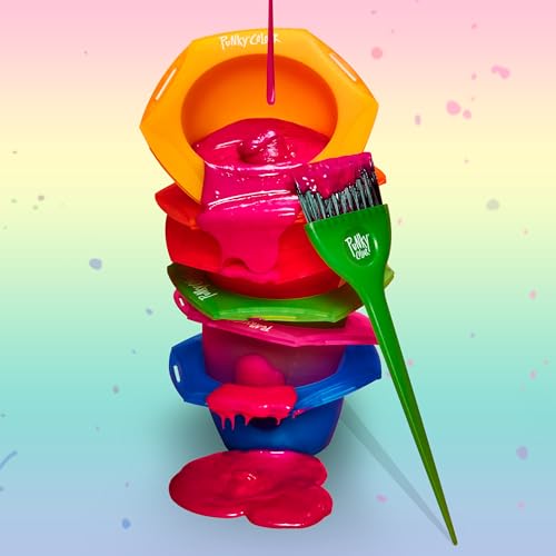 Punky Rainbow Tint Hair Dye Brush and Bowl Set - Multi-Color Hair Coloring Kit with Dye Mixing Bowls & Brushes, DIY Dyeing & Bleaching for Salon & At-Home Use