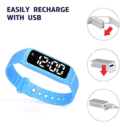 e-vibra 8 Alarm Vibrating Alarm Watch Medical Reminder Watch - with Timer and 8 Daily Alarms (Blue - Small)