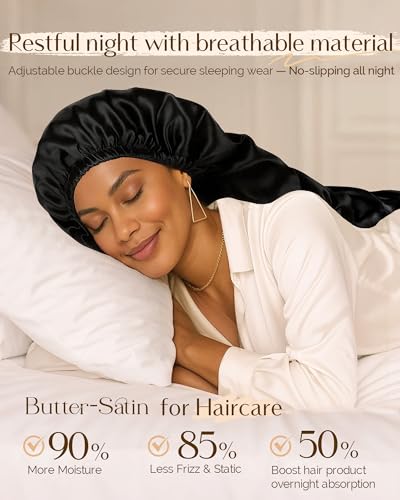 YANIBEST Long Bonnet Braid Bonnet for Sleeping Adjustable Satin Silk Bonnet for Braids Sleep Bonnet for Women Locs