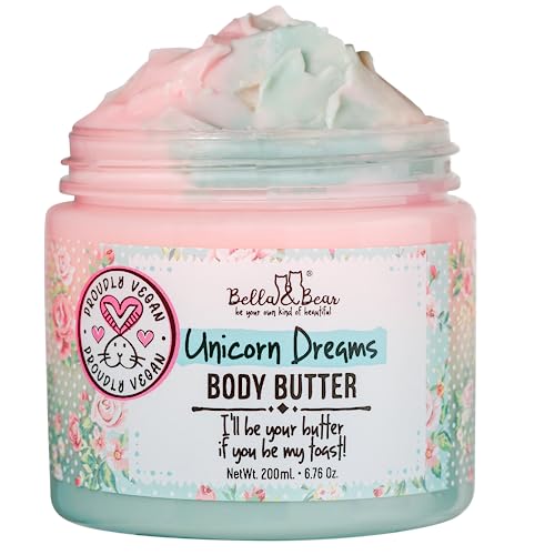 Bella & Bear Unicorn Dreams Body Butter - Skin Care Vegan, Cruelty-Free, Nourishing Butter Cream - Hydrating & Moisturizing Skincare - All Skin Types - Mango & pineapple with a hint of vanilla