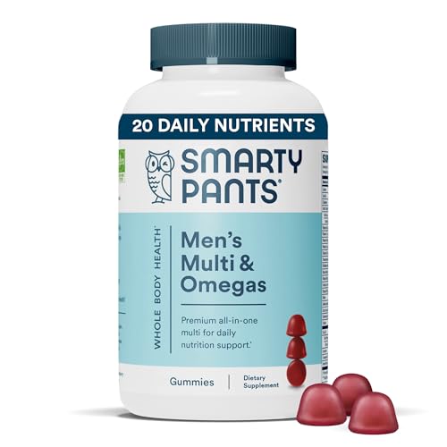 SmartyPants Multivitamin for Men, Gummies: Omega 3 Fish Oil (EPA/DHA), Methylfolate, CoQ10, Vitamin D3, C, Vitamin B12, B6, A, K & Zinc for Immune Support, Biotin, 180 Gummies (30 Day Supply)