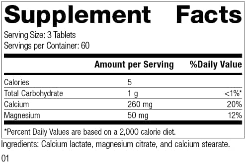 Standard Process Inc. Calcium Lactate - Immune Support and Bone Strength - Bone Health and Muscle Supplement with Magnesium and Calcium - 180 Tablets
