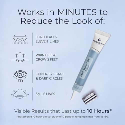 Plexaderm Rapid Reduction Eye Serum - Visibly Reduces Under-Eye Bags, Wrinkles, Dark Circles, Fine Lines & Crow's Feet Instantly, Anti Aging Wrinkle Remover for Face, Full Size Tube