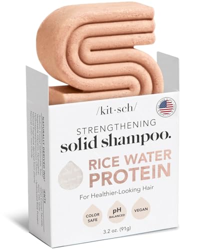 Kitsch Rice Water Shampoo Bar Soap for Hair Care - Soap Bar for Strengthening Weak or Damaged Hair, Women and Mens Shampoo, Vegan, All Natural, Paraben-Free & Sulfate-Free, Made in US, 3.2oz