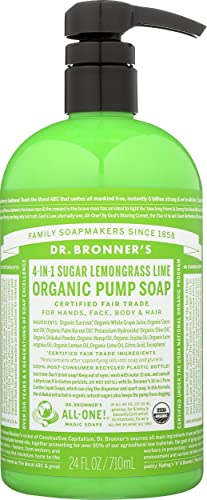 Dr Bronner Organic 4-in-1 Sugar Lemongrass Lime Pump Liquid Soap, Vegan, Non GMO, 24 Fluid Ounce (Pack Of 1)