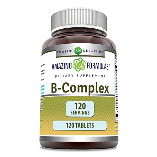 Amazing Formulas Vitamin B Complex with 11 Key Nutrients | 120 Tablets Supplement | Vitamin B1, B2, B3, B6, B12, Folic Acid, Biotin, Choline, Inositol, PABA
