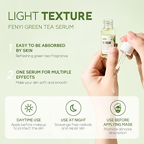 AKARY Green Tea Face Serum Moisturizing & Hyaluronic Acid Oil Control Skin Soothing Skincare Shrink Pores Serum, Natural Facial Serum for Skin Care Breakout Pimple Cutin Repair