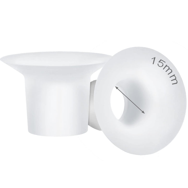 MompMuir 15mm Silicone Flange Inserts Compatible with Momcozy S9 Pro S10 S12 Pro, Paruu P10 P3 R12, TSRETE, kmaier, MomWills, for Spectra S1/S2, Medela Breast Pump, Reduce 24-25mm Tunnel to 15mm, 2pcs