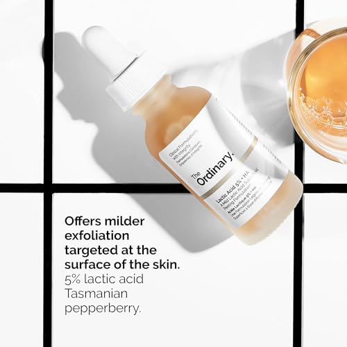 The Ordinary Lactic Acid 5% + Hyaluronic Acid 2%, Gentle Exfoliating Serum for Smoother Skin, 1 Fl Oz