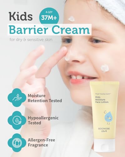 GOONGBE Kids' Moisture Face Lotion - Korean Kids Daily Face Moisturizer - 8hr Moisturizing Refreshing Cream Type Lotion with Cica and Allantoin - Allergen Free Scent, 2.7 fl.oz.