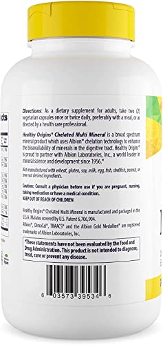 Healthy Origins Chelated Multi Mineral - Chelated Trace Minerals Supplement with Selenium, Iodine, Magnesium & More - Gluten-Free Supplement with Albion Minerals - 240 Veggie Capsules