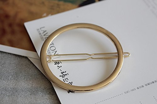 AKOAK Hollow Hoop Round Circle Geometric Metal Hair Clip Bobby Pin Ponytail Holder Hair Accessories for Women and Girl (2 Pcs/Lot,1 Gold & 1 Silver)