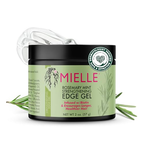 Mielle Organics Rosemary & Mint Edge Control Gel - Strong Hold Hair & Edge Gel for Women & Men - Infused with Biotin, Coconut & Babassu Oil to Encourage Longer, Healthier Hair (2 Fl Oz)
