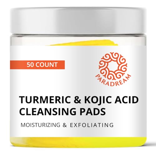 Paradream Turmeric Kojic Cleansing Pads: Turmeric Face Exfoliating Pads for Acne Scars Skin Fades Skin Firming - Cleaning Pad with Turmeric and Kojic - Deep Clean Pores 45PCS