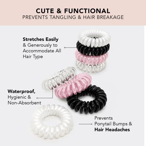 Macaroon: Kitsch Spiral Hair Ties, Coil Hair Ties, Phone Cord Hair Ties, Hair Coils - 8Pcs, Macaroon