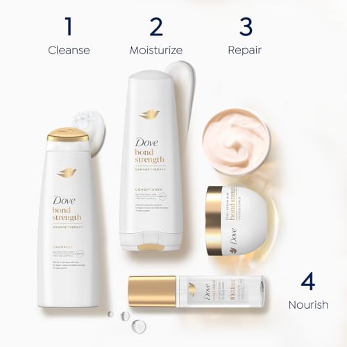 Dove Bond Strength Shampoo & Conditioner Set + Hair Serum Bundle – Repair Treatment for Damaged and Frizzy Hair (3 Piece Set)