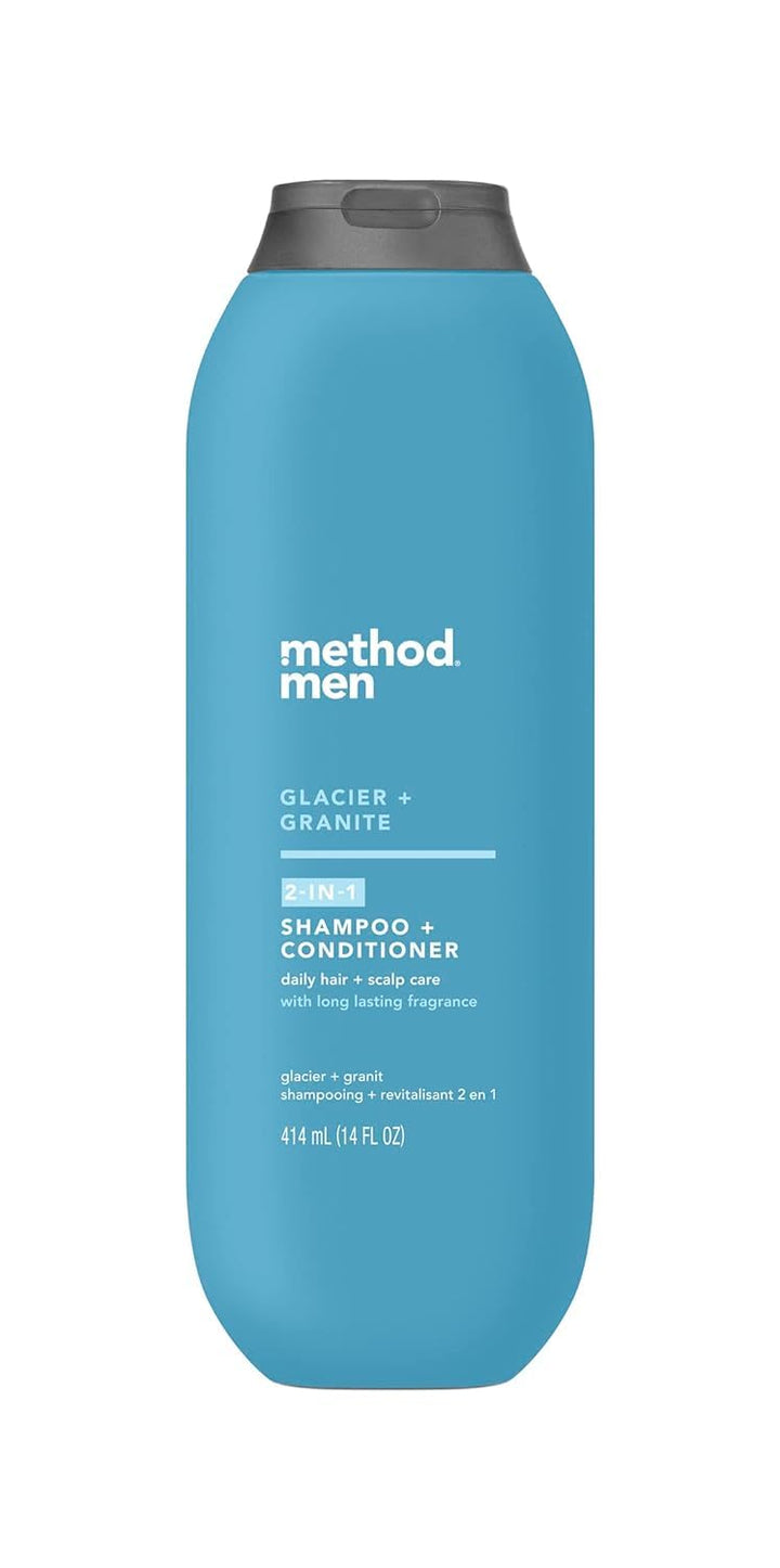 Generic Method Men Body Wash Glacier + Granite, 18 Oz. & Method Man Shampoo And Conditioner Glacier Granite, 14 Oz. Bundle of 2 Items, Blue