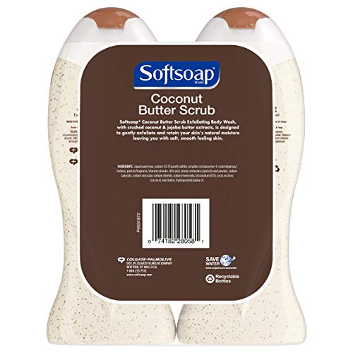 Softsoap Body Butter Coconut Scrub, Body Buff Wash, 15 Ounce (Pack of 2)