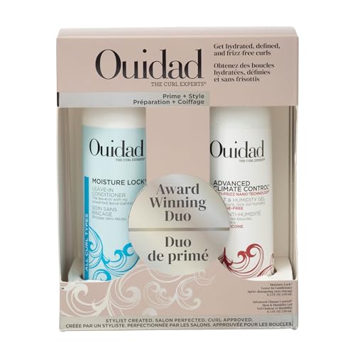 Ouidad Advanced Climate Control Heat & Humidity Gel & Leave In Conditioner Styling Kit, 8.5 fl oz, Flexible, Long-Lasting & Frizz-Free Curls, Sulfates, Parabens & Cruelty-Free Curly Hair Products