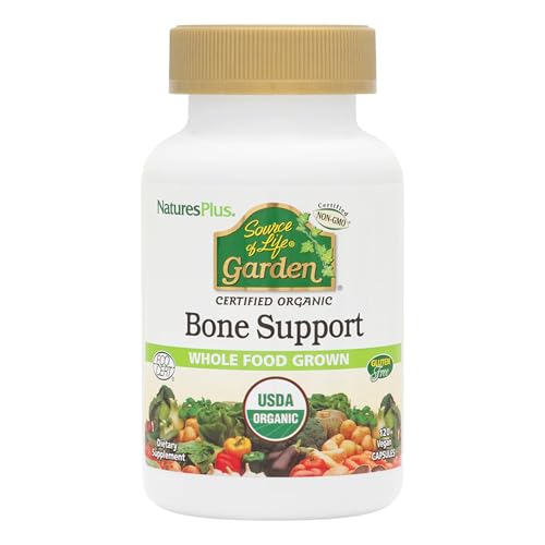 Natures Plus Source of Life Garden Organic Bone Supplement with AlgaeCal - 1000 mg - Calcium, Magnesium - 120 Vegan Capsules (30 Servings)