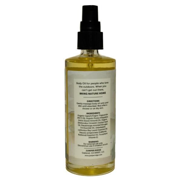 JUNIPER RIDGE Redwood Mist Moisturizing Body Oil - Hydrating Skin Care - Scented with Essential Oils - Perservative Free - 4oz - Packaging May Vary