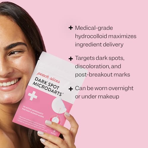 Peach Slices Dark Spot MicroDarts | For Dark Spots, Post-Blemish Redness | Self-Dissolving | Niacinamide, Vitamin C, Hyaluronic Acid, and Cica | Vegan | Cruelty Free | 9 Patches