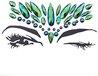 Topaz eco-Friendly Glitter face Crystal Sticker Rhinestone Eye Crystal Sticker Forehead nacklace (Emerald ab/J100) : emerald ab/J100