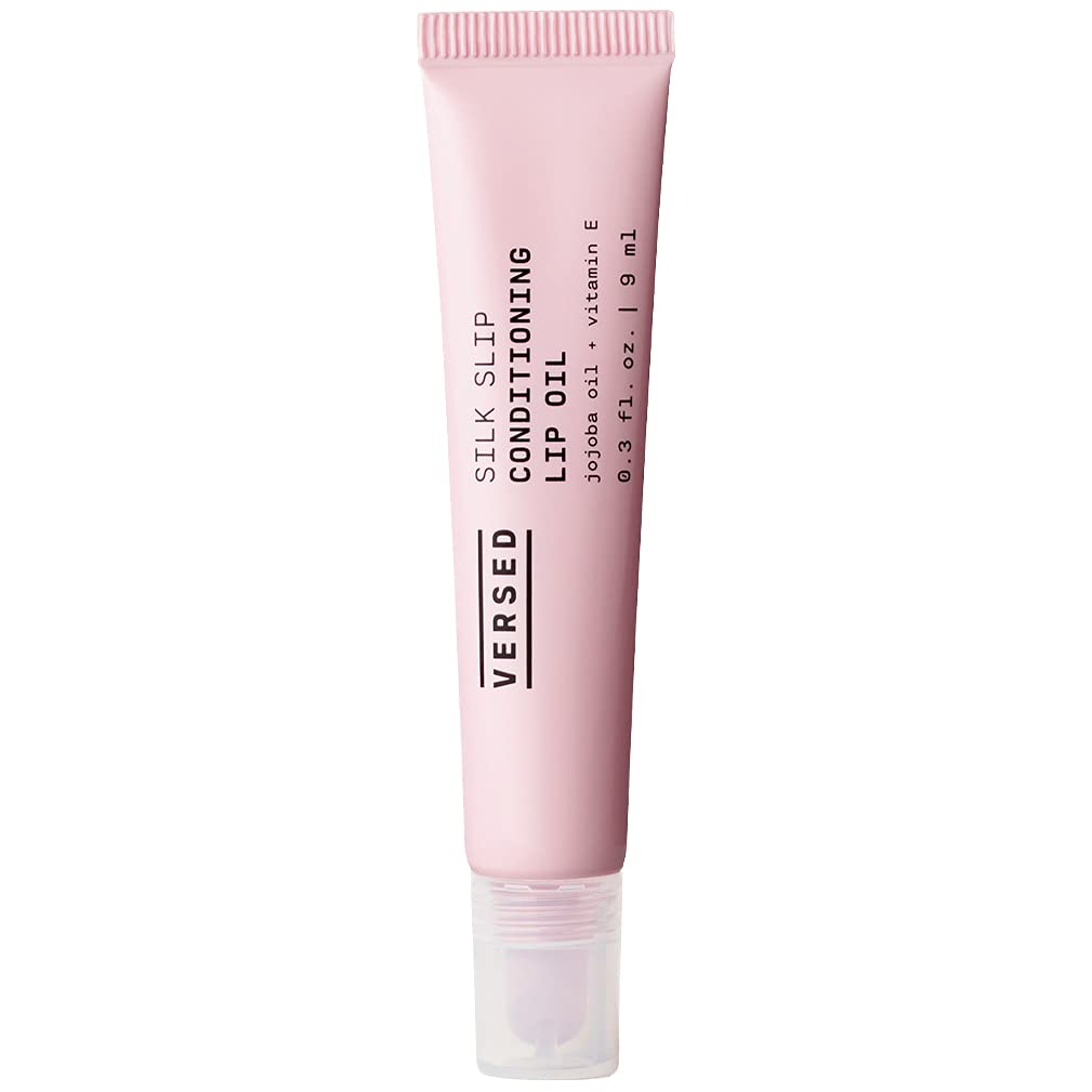 Versed Silk Slip Conditioning Lip Oil, Clear - Lip Balm and Gloss Alternative with Jojoba Oil and Vitamin E - Long-Lasting Lip Moisturizer to Soften and Smooth Dry, Chapped Lips - Vegan (0.3 oz)