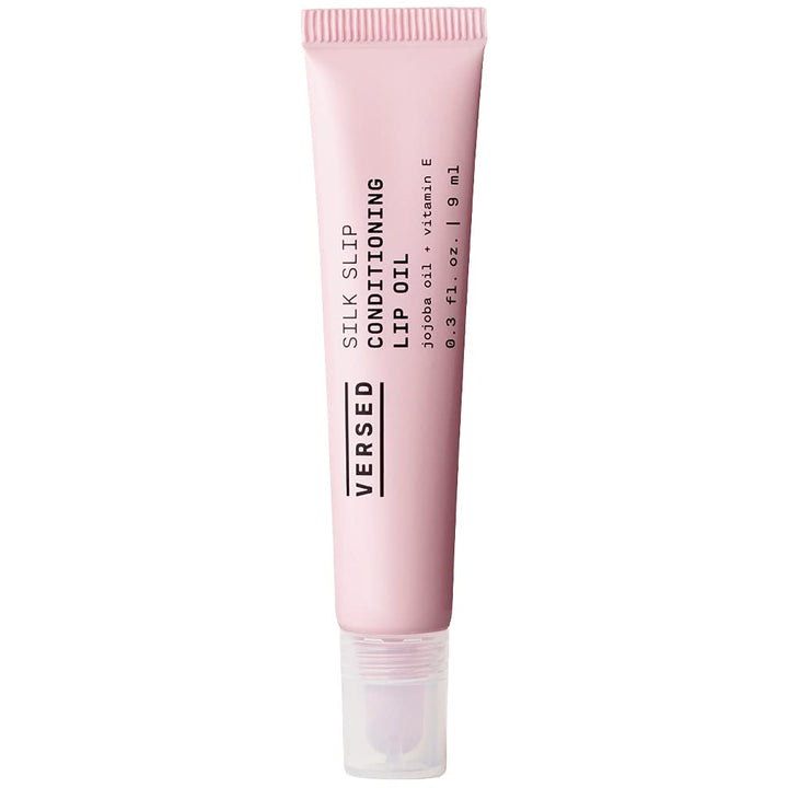 Versed Silk Slip Conditioning Lip Oil, Clear - Lip Balm and Gloss Alternative with Jojoba Oil and Vitamin E - Long-Lasting Lip Moisturizer to Soften and Smooth Dry, Chapped Lips - Vegan (0.3 oz)