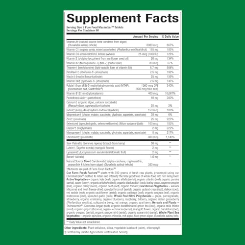 Natural Factors Whole Earth & Sea Men's 50+ Multivitamin & Mineral, 1 Serving Contains Nutrition Equivalent to ½ lb of Veggies, 120 Tablets