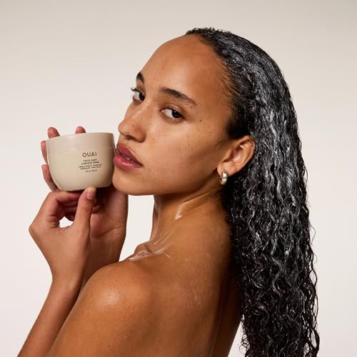 OUAI Thick Hair Mask - Hair Treatment Masque with Almond Oil, Olive Oil, & Hydrolyzed Keratin to Restore Damaged Hair - Phthalate & Paraben Free Hair Masque (8 fl oz)