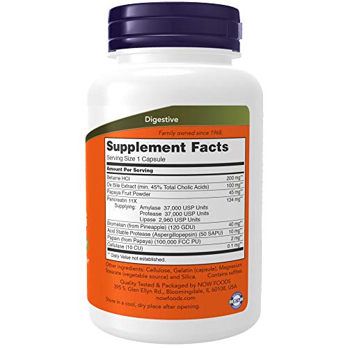 NOW Foods Supplements, Super Enzymes, Formulated with Bromelain, Ox Bile, Pancreatin and Papain,180 Capsules