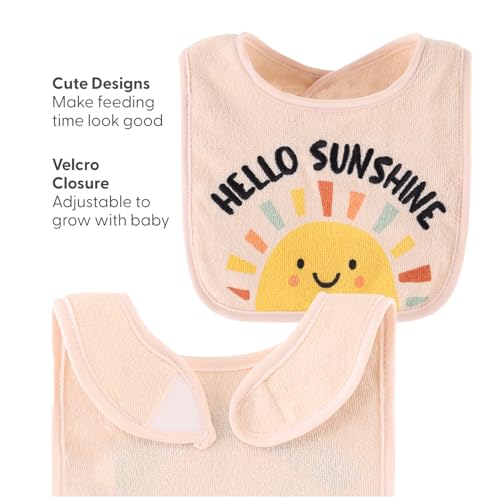 The Peanutshell Baby Boy or Girl Terry Bibs Set of 10-100% Cotton, Soft, Absorbent Baby Bibs, Unisex Toddler Boy or Girl Set, Newborn & Infant - Sunshine