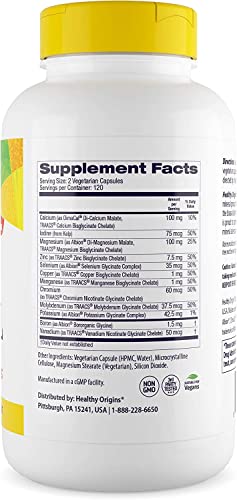 Healthy Origins Chelated Multi Mineral - Chelated Trace Minerals Supplement with Selenium, Iodine, Magnesium & More - Gluten-Free Supplement with Albion Minerals - 240 Veggie Capsules