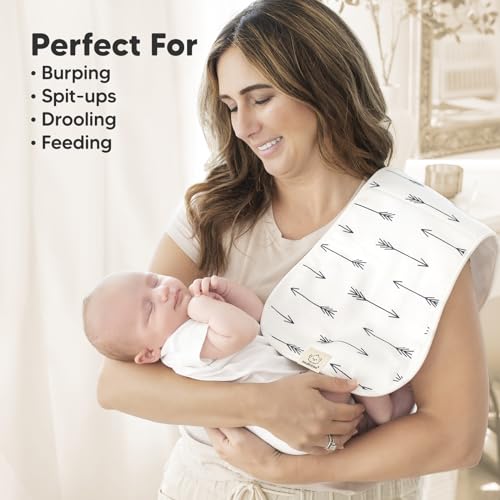 Organic Burp Cloths Baby Boy & Girl - 5-Pack Super Absorbent Cotton Burping Cloths for Babies, Soft & Plush Newborn Spit Up Rags, Infant Towels for Milk Spit Up, Unisex, Large 21 x 10 (Adventurer)