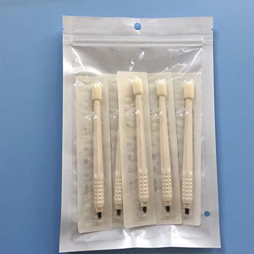 10pcs Disposable Microblading Manual Pen With Needle and Cap Permanent Makeup 20 U Blades 0.16MM,disposable blister package