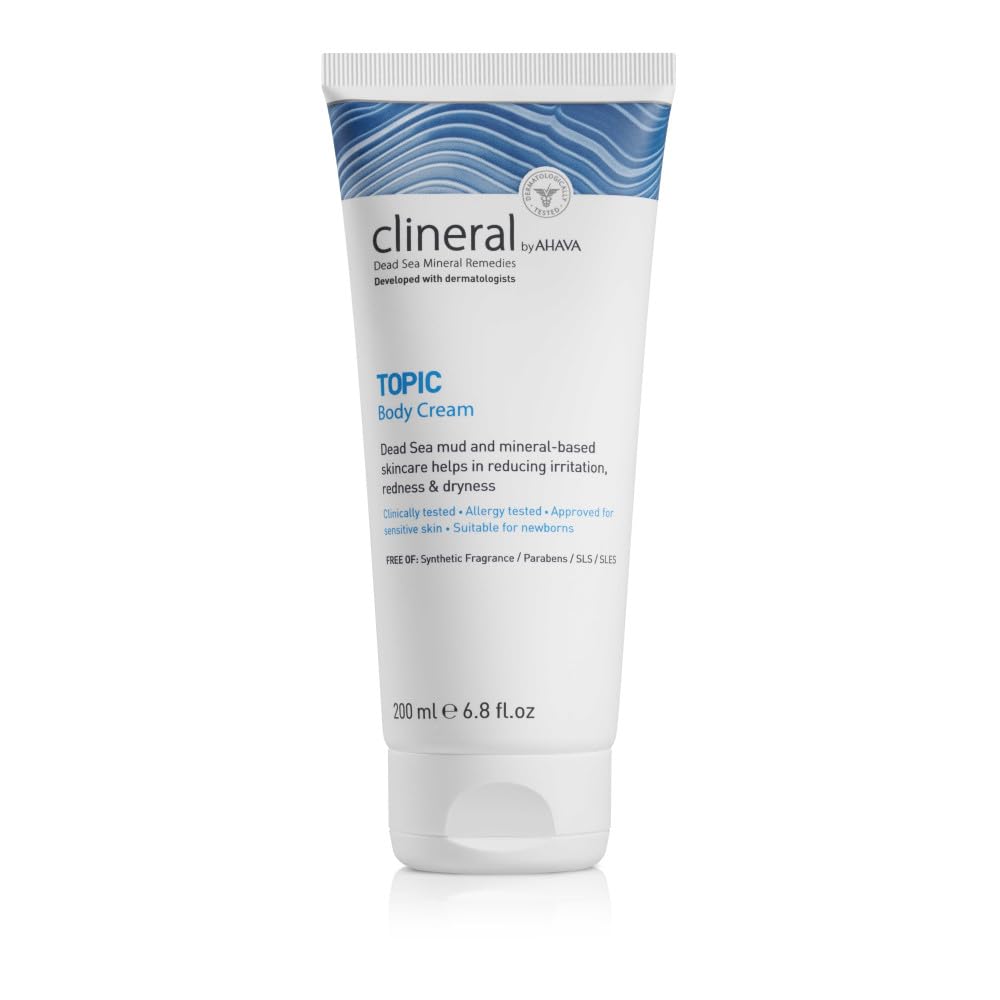 AHAVA Clineral Topic Body Cream - Lightweight hydrating body cream to alleviate irritations, dryness & redness, with Exclusive Osmoter, Grapefruit Peel Oil & Dead Sea Mud, 6.8 Fl.Oz