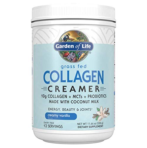 Garden of Life Grass Fed Collagen Creamer Powder - Vanilla, 12 Servings, Collagen Powder for Coffee Energy Beauty Joints, Coconut MCTs, Keto Collagen Protein Supplements