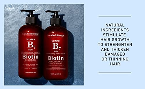 New York Biology Biotin Conditioner for Hair Growth and Thinning Thickening Formula for Hair Loss Treatment For Men & Women Anti Dandruff - 16.9 fl Oz