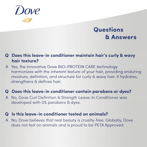 Dove Leave-in Conditioner 2-Pack, Curl Definition & Strength – Wavy and Curly Hair Products for Women, 7.5 Oz Ea